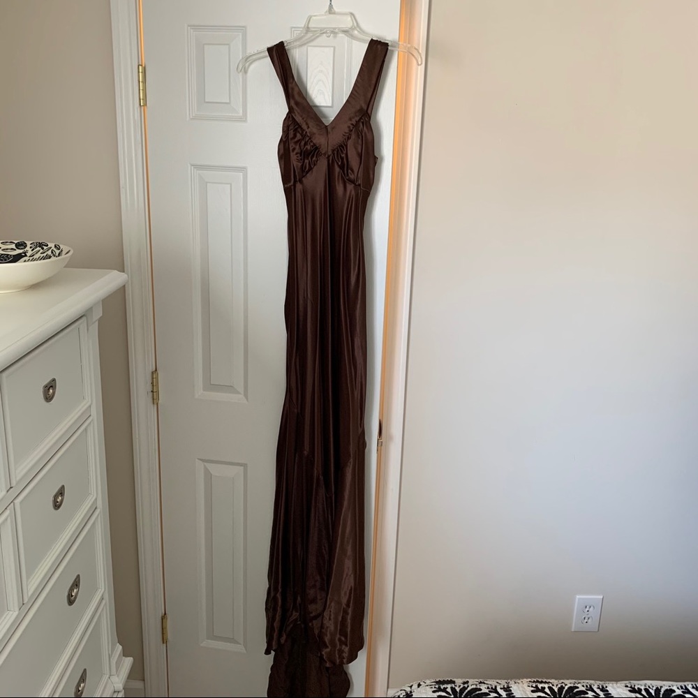 Brown satin prom dress